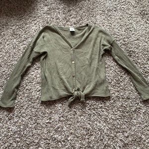 long sleeve sweater shirt, waffle material